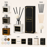 Diffuseur de parfum en verre personnalisé avec bâtonnets et huile, sans plomb, capacité 50 ml, pour la maison