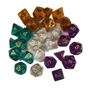 DND-dados poliédricos de plástico con purpurina, juego que brilla en la oscuridad, juego de dados de casino, d4, d6, d8, d10, d12, d20, Rpg