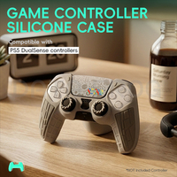 Étui de protection Data Frog pour manette PS5, silicone premium antidérapant, édition rétro, manette classique grise, amélioration des joysticks