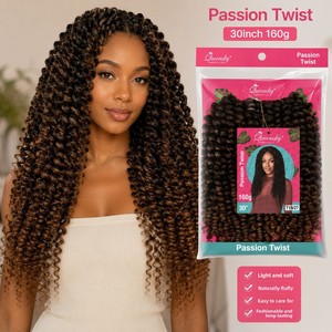Extensiones <span class=keywords><strong>de</strong></span> Cabello Trenzado <span class=keywords><strong>de</strong></span> Doble Trama para Crochet, Estilo Passion Twist y Spring-coil, Largo Rizado, Origen Shandong, Europeo, para Peluca Africana - Product Image 1