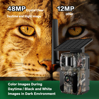 Caméra de surveillance de la faune 4G solaire cellulaire CMOS SD avec vision nocturne 48MP 1296P, détection de mouvement et contrôle par application