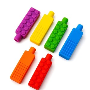 Silicone Soft Toy Building Block Pencil Topper <b>Chewy</b> Sensory Oral Chew Pencil Grips for Autism Anxiety BPA Free Unisex - Product Image 1