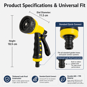 7 Adjustable Garden Hose Nozzle Handheld <b>Water</b> Sprayer Heavy Duty <b>Water</b> Spray <b>Gun</b> for Lawn Watering Car Washing - Product Image 5