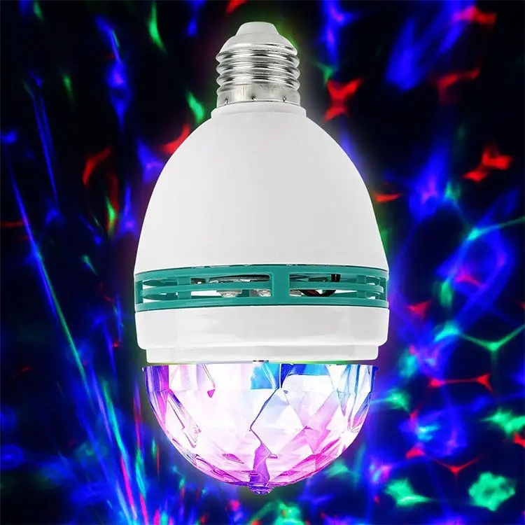 360 Rotation RGB Led Crystal Magic Ball Light Bulb 3w Colorful Stage Lights Led Disco Light Bulb