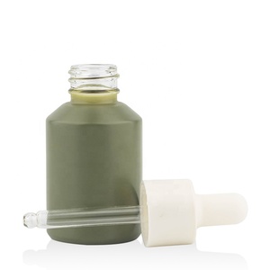 Großhandel Luxus 30ml grünes Glas Öl Serum Flasche mit Box Dropper und Siebdruck fläche für Serum - Product Image 3
