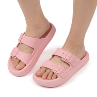 Sandales compensées en mousse EVA pour femme, antidérapantes, à semelle épaisse, double boucle, décontractées, pour intérieur et extérieur, à enfiler, direct usine