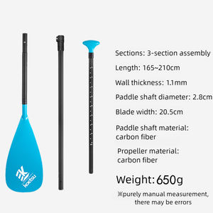 プレミアムブルーカーボンファイバー軽量折りたたみ式オール、ローイングアクセサリー、海洋、湖、川、屋外ウォータースポーツパドル用 - Product Image 2