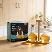 Bouteilles à huile et vinaigre en verre pour cuisine avec bouchon en liège souple, réutilisables, transparentes, pour la cuisson à domicile