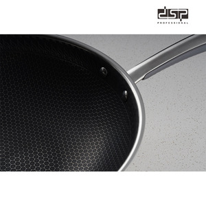 Wok professionnel en acier inoxydable nid d'abeille DSP 32 cm, antiadhésif, compatible induction - Product Image 1