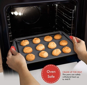 Non-stick 6PC Carbon Steel <strong>Bakeware</strong> <strong>Set</strong> with Silicone Handles Cookie Sheet Muffin Pan Loaf Pan Roaster Tray Baking Cake Pan - Product Image 4