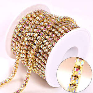 Bán Buôn Chất Lượng Cao Pha Lê Rhinestone Cup Chuỗi Cho Hàng May Mặc Sterling Bạc Đóng Cup Chuỗi Rhinestone Cắt Tỉa - Product Image 2