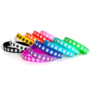 Correa de muñeca de silicona para fiesta de perro con patrón de pata de perro pulsera de goma amor perro lindo fiesta de mascotas correa de muñeca personalizable - Product Image 6