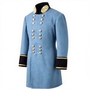 Manteau long vintage en laine pour homme, brodé, à boutons, costume historique pour la scène - Product Image 2