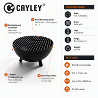 Brasero rond extérieur à bois avec grille de cuisson pour jardin, patio, camping et barbecue