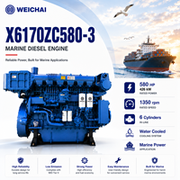 Mesin Diesel Laut Berpendingin Air SCDC WEICHAI Seri 6170 X6170ZC580-3 6 Silinder Turbocharged untuk Kapal Kerja Pelabuhan