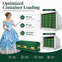 Cercueil en acier vert émeraude finition miroir, taille 18, avec joint d'étanchéité, cercueil funéraire entièrement horizontal, doublure en velours blanc.
