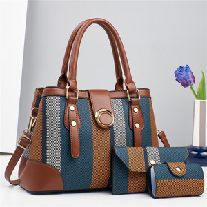 An Ru Shi Multi-color Tote Bag Set Middle Size Striped Pattern Women's <b>Handbag</b> Everyday Use Spring 2024 Polyester Lining - Product Image 3
