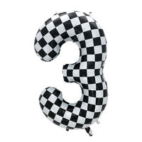 Nouveau ballon à carreaux noir et blanc de 40 pouces Joyeux anniversaire avec ballons Gif