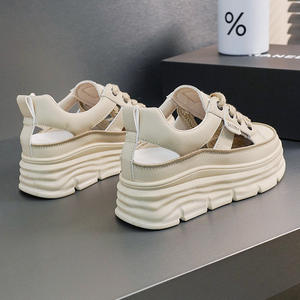 W3607 Mocassins d'été pour femmes, nouvelles chaussures à plateforme ajourées, sandales décontractées polyvalentes et tendance, respirantes à semelle épaisse - Product Image 4