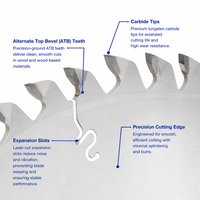 Lame de scie circulaire ATB TCT 7'' à pointe en carbure, disque de coupe pour une coupe lisse du bois dur, du bois tendre, des meubles et du travail du bois