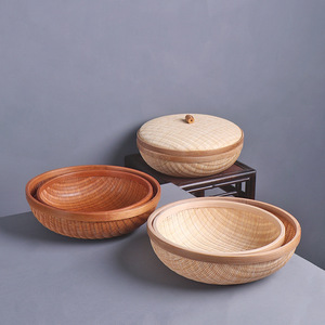 <b>Bamboo</b> Woven Storage <b>Basket</b> Round Handmade For Living Room Food Container Set - Product Image 2