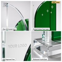 Trophée personnalisé en cristal, double couche, cristal K9, impression UV, gravure CNC, OEM, ODM, vente en gros