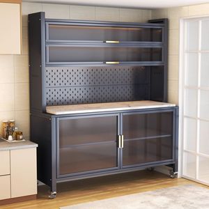 <span class=keywords><strong>Meuble</strong></span> de <span class=keywords><strong>rangement</strong></span> de cuisine multi-niveaux grande capacité, armoire latérale moderne pour baguettes, <span class=keywords><strong>micro</strong></span>-ondes et articles de repas domestiques - Product Image 1