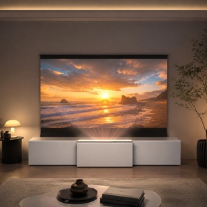 Meuble TV laser blanc tout-en-un PerfecTisan <span class=keywords><strong>120</strong></span> <span class=keywords><strong>pouces</strong></span> à ultra courte focale pour <span class=keywords><strong>écran</strong></span> de projection <span class=keywords><strong>UST</strong></span> ALR à levée au sol - Product Image 5