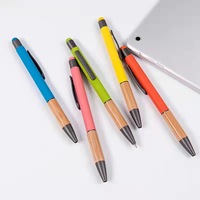 Stylo à bille rétractable en bambou BonVada 1,0 mm, encre bleue/noire, logo personnalisé, stylo promotionnel à écran tactile