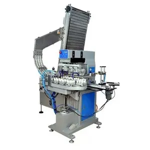 Mesin cetak bantalan Tampografia 2 warna Auto-matic populer dengan konveyor untuk tutup botol