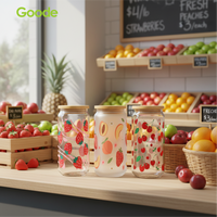 Autocollant pour gobelet Goode en film PET écologique, motifs fruits (Pêche, Fraise, Cerise, Citron), taille personnalisée 16oz, UV DTF pour enveloppes de tasses