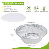 Bol d'emballage alimentaire recyclable de 185 mm 1000 ml, plat à pizza jetable pour four, récipient rond en aluminium avec couvercles