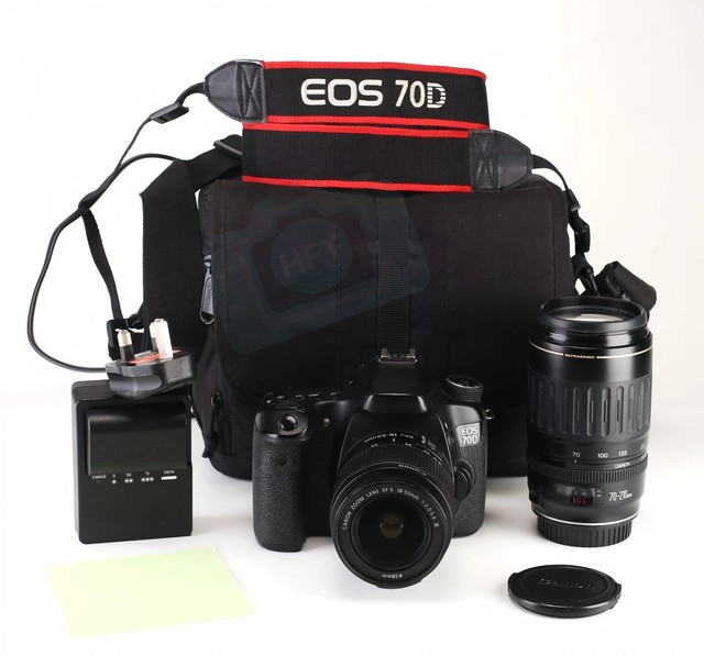 HFT Professional EOS 70D Camera with EF-S 18-55mm Zoom Lens Kit APS Frame 1080P Full HD Video SD Card