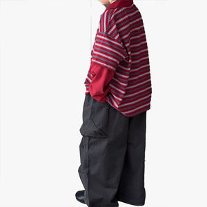 Camiseta Casual sin Mangas con Cuello Polo a Rayas y Bloques de Color Estilo Japonés para Niñas, Novedad de Otoño, Top Holgado de Manga Corta a la Moda - Product Image 1