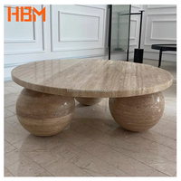 Table basse circulaire moderne en marbre vert poli avec boules de marbre pour salon