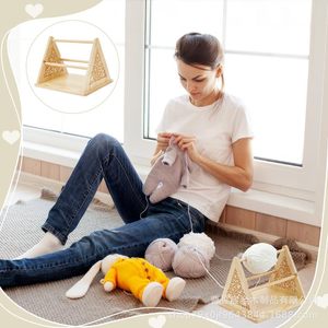 Wooden Yarn <b>Rack</b> Desktop <b>Storage</b> 2 Tier <b>Rotating</b> Yarn Holder For Knitting Craft - Product Image 2