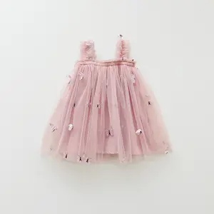 Petite fille robe à volants enfants papillon Tutu robe papillon enfants robe sans manches à volants sangle enfant en bas âge été robes décontractées