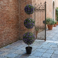 Arbre artificiel en PE de 120 cm, triple boule de roses, design KD, plante artificielle peu encombrante, boule de roses vertes, topiaire pour anniversaire et vente en gros