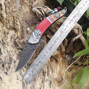 उच्च कठोरता पत्थर-धोया स्टेनलेस स्टील तह चाकू भारतीय पैटर्न को हैंडल करता है - Product Image 2