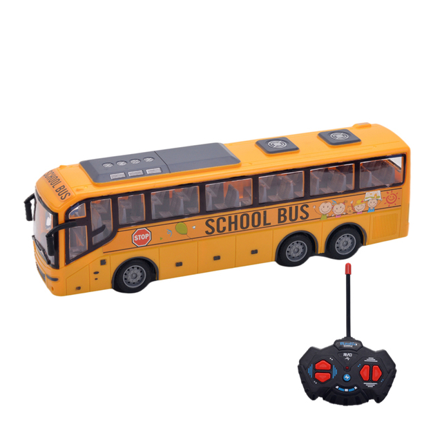 1:24 Scale Electric Remote Control Tour Bus With Lights,Four-Way Remote Control Bus,RC Bus Model Toy Children'S Birthday Gift