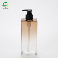 Emballage de soins personnels personnalisé de luxe, flacon carré de 400 ml, dégradé, pour shampoing, nettoyant visage, flacon en plastique PET, flacon pompe pour lotion corporelle