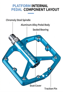 Pédale de vélo YS large en alliage d'aluminium ultralégère avec roulement scellé à bagues DU pour vélos BMX, vélos de route et cruisers - Product Image 2