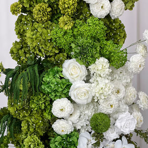 Colonne de fleurs artificielles en soie blanche et verte, faite sur mesure, luxueuse, pour décoration de mariage, arche florale réaliste - Product Image 3