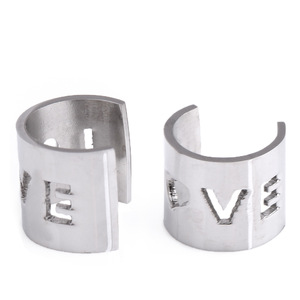 <b>Cuff</b> <b>Earrings</b> Love Letter Stainless Steel Ear Clip Geometric Design Gift For Women Men Hip Hop Style - Product Image 1