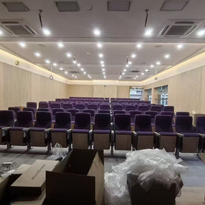 เก้าอี้โรงละครผ้าหุ้มขาเหล็ก ดีไซน์ทันสมัย พับได้ นั่งสบาย เหมาะสำหรับห้องเรียนและการใช้งานเชิงพาณิชย์ - Product Image 2