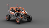 Voiture électrique tout-terrain à quatre roues pour enfants avec double siège, télécommande, et fonction poussette parent-enfant, alimentée par batterie