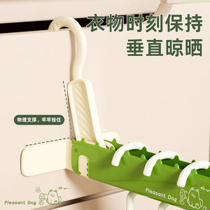 Portable Folding <b>Clothes</b> Drying <b>Rack</b> Green And Pink Hook Type For Travel Hotel Dormitory Use - Product Image 5