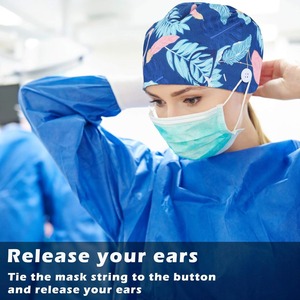 <b>Scrub</b> Cap Ponytail Turban Style Medical And Dental Patterns Adjustable Ribbon Lace-Up Breathable Comfortable Needle Hospital - Product Image 5