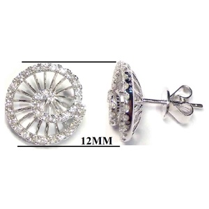 12mm Large Round Sunburst Stud Earrings 18K Gold Natural Diamond Celestial Sun and Moon Earrings For Women - Product Image 2