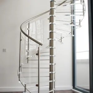 Marche d'escalier antiques en fer forgé, en forme de spirale, plastique bois, avec balancier en verre, populaire